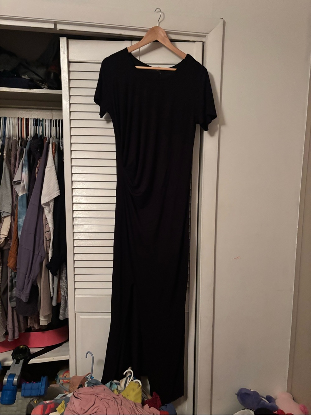 Pinkblush Maternity Black Short-Sleeve Maxi Dress
